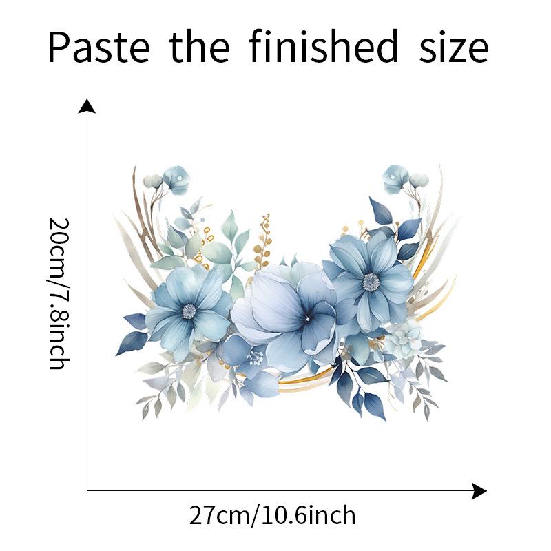 Aquarell Blau Floral Toilettensitz Aufkleber Badezimmer Dekor Abnehmbar Wasserdicht Wandaufkleber