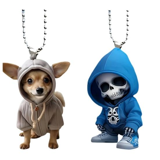 Mikina Lebka akrylová závěsná dekorace Domácí interiér Vánoční stromeček Auto Zpětné zrcátko 2D Plochý pes Kočka závěsná ozdoba Kreslený přívěsek zvířátka