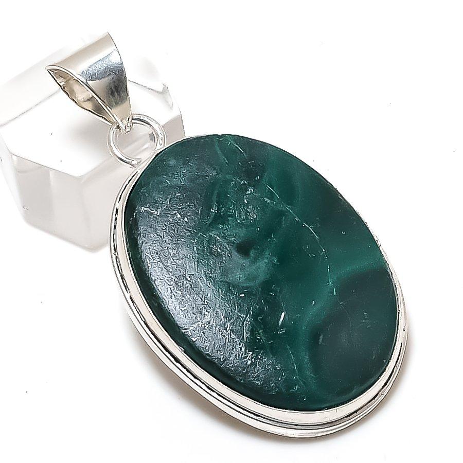 

Malachite Gemstone Handmade 925 Sterling Silver Jewelry Pendant 2.05 G1E14