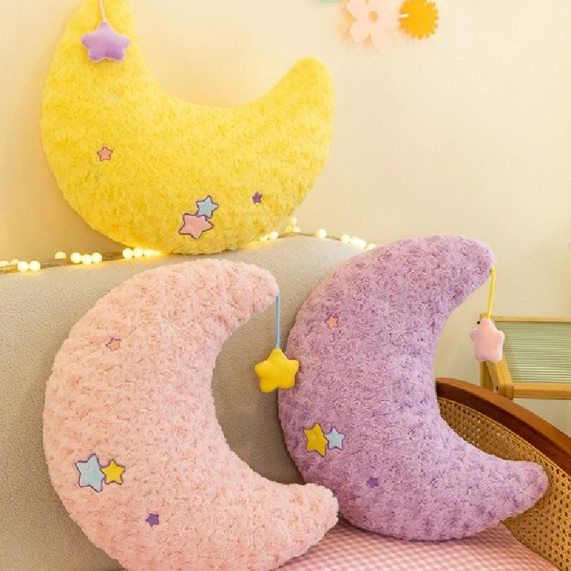Adorable Plush Star Pillow For Girls Soft Sleep Moon Toy Comfortable Cute Gift