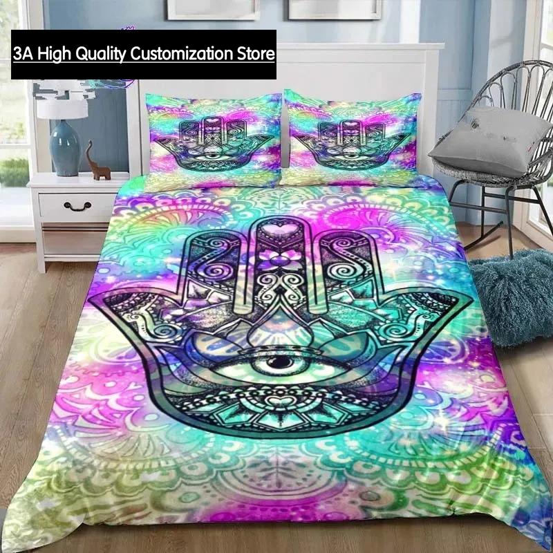 Hamsa Hand Bohemia Bedding Set Single Twin Full Queen King Size Bed Set Adult Boys Bedroom Fatima Hand Bed Linen Lucky Hand