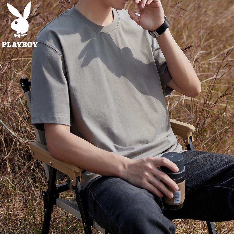 PLAYBOY Men s Lightweight Loose Fit Round Neck Short Sleeve T-Shirt 5XL