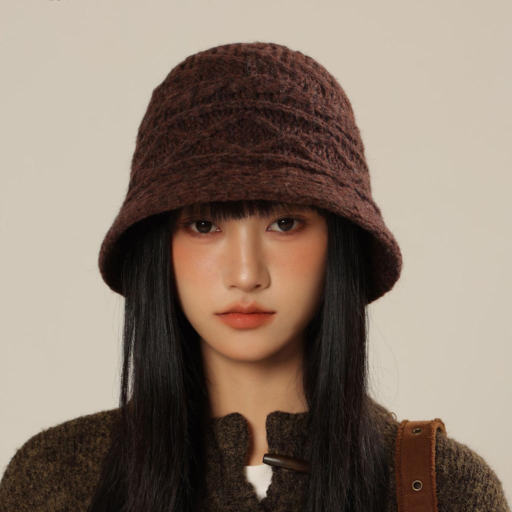 Women's Bucket Hat Knitted Fisherman Cap Autumn Winter Hats For Women Solid Color Casual Foldable Bob New