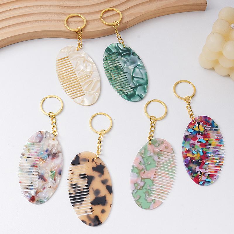 Portable Mini Comb Cute Keychain For Women Backpack Pendant Bag Decor Colorful Key Chains Car Keychains Travel Hair Accessories
