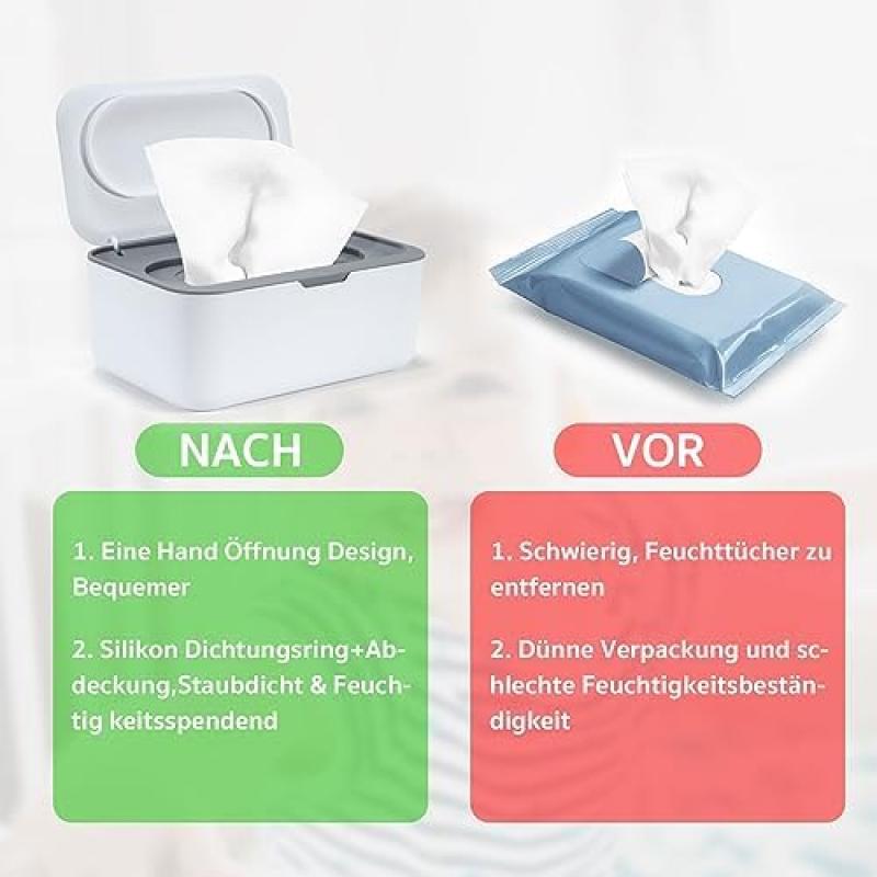 Baby Wipes Dispenser with Lid, Portable Wipes Container for Home and Office, Moisture-Lock Design, Beige Wet Wipes Box