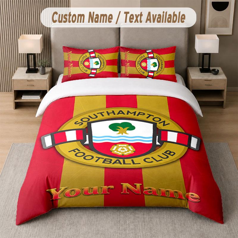 Individuelles Bettwäsche-Set Southampton FC Muster, Druck Name Text 1 Bettbezug plus 2 Kissenbezüge Heimtextilien
