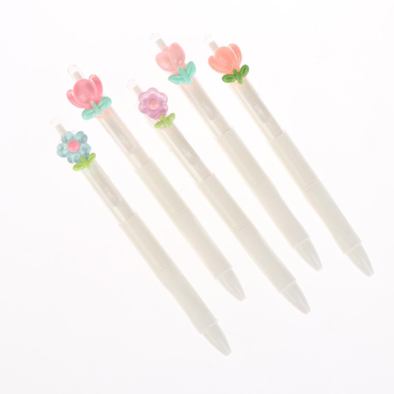 5/10Pcs Cute Sweet Tulip Flower Gel Pens Quick-Dry Ballpoint Pens 0.5Mm Black Ink Pen Office School Stationery Supplies