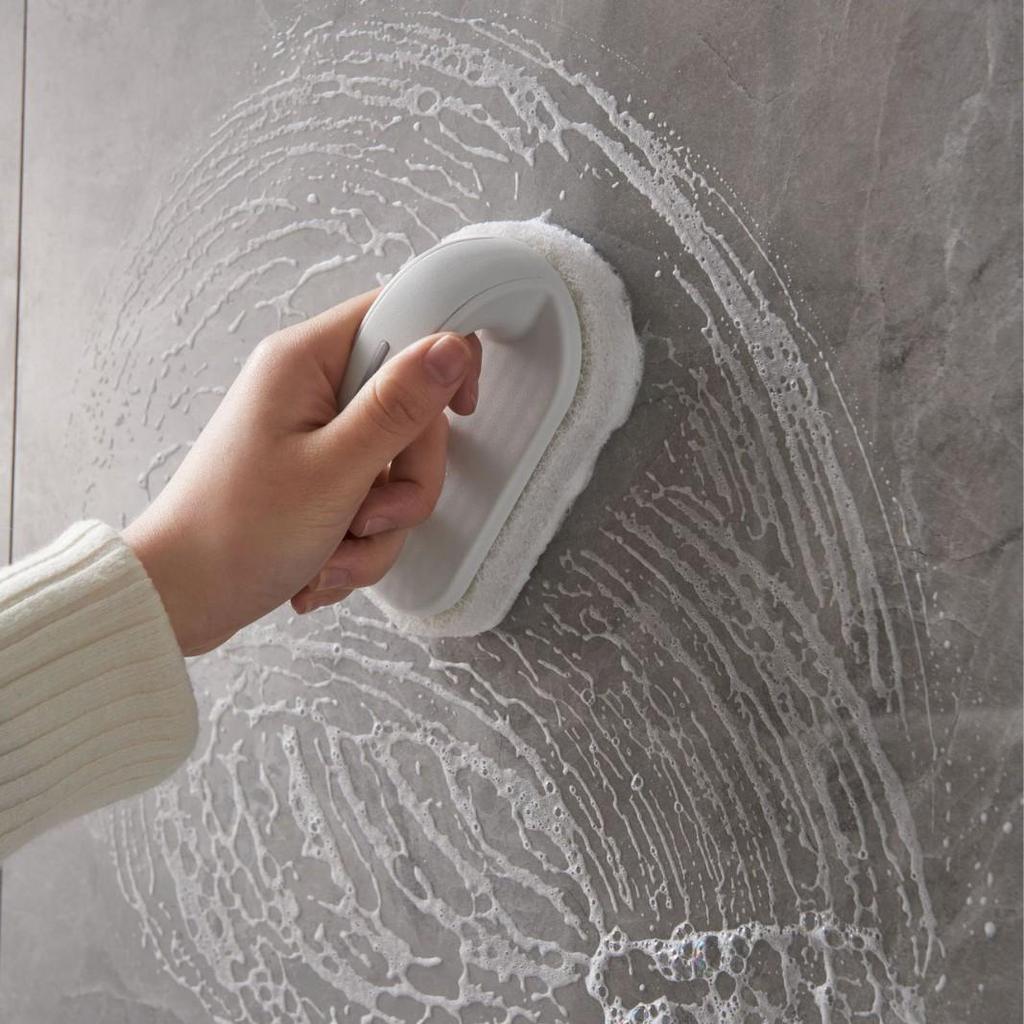 Tengji Handheld Fiber Brush for Tile and Glass Cleaning - Powerful Stain Removal for Bathrooms