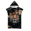 Telo da Spiaggia con Cappuccio Stampa Tigre Animale Selvatico per Adulti Asciugatura Rapida Poncho Piscina Asciugamano da Bagno con Mantello Accappatoio Fitness