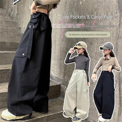 2025 Trendy Girls' Cargo Pants - Korean Style Casual Trousers for Spring & Autumn