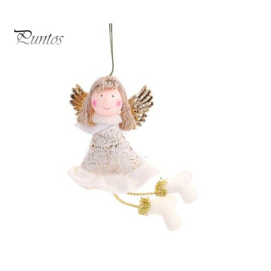 Pastel Color Christmas Tree Decor Angel Hanging Ornaments, Cute Plush Doll Pendant, Xmas Decorative Charms Ornaments for Home Holiday Wedding