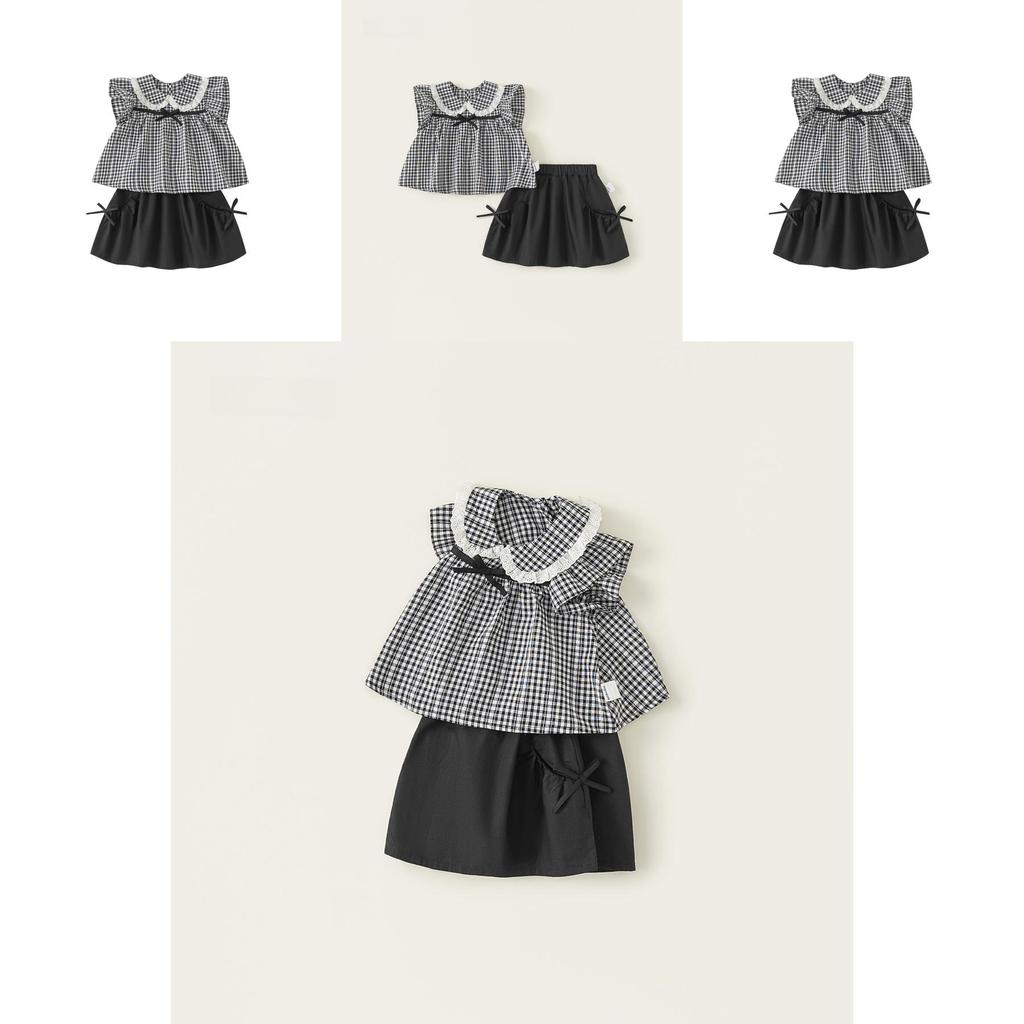 Mädchen Baby Sommerkleid Set mit weichem Stoff und Schleife für Kleinkindmädchen