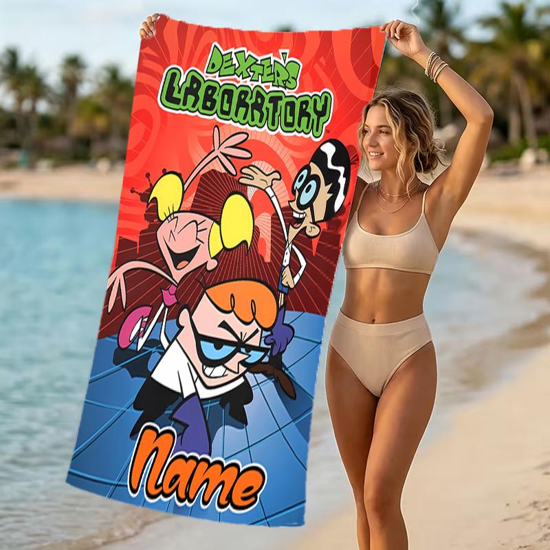 Customizable personalized beach towels Dexter's Laboratory themed designs.Suitable for the beach, yoga, sports;ideal as beach accessories
