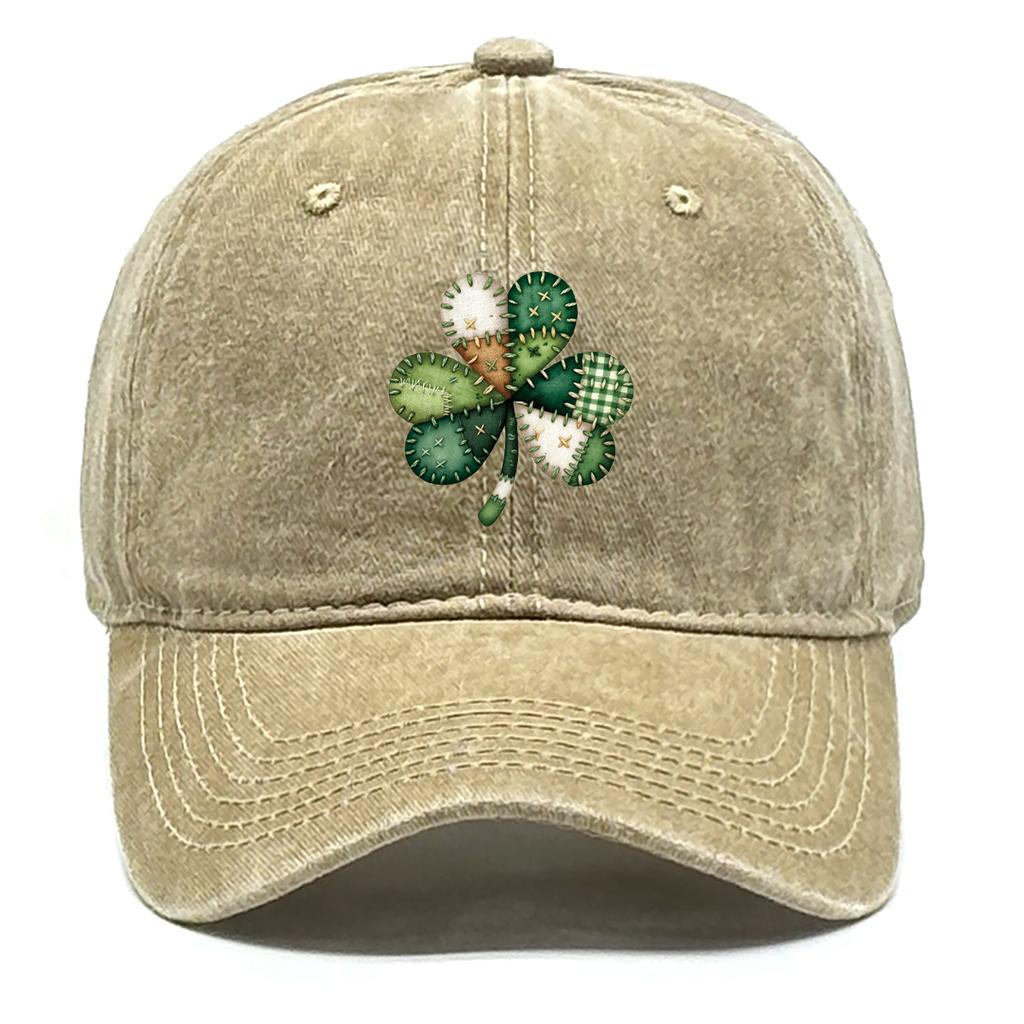 Green Heart Clover Shamrocks Printed Baseball Cap Adjustable Vintage Snapback Baseball Hat Retro Leisure Dad Hat For Hiking
