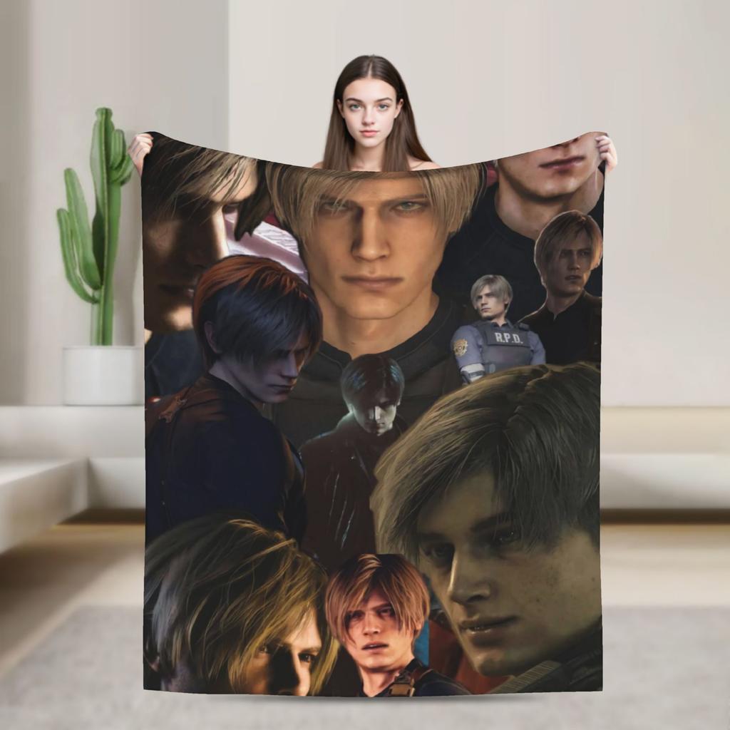 Leon Kennedy Resident Evils Blanket Quality Soft Warm Bedding Throws Spring Children Living Room Graphic Bedspread