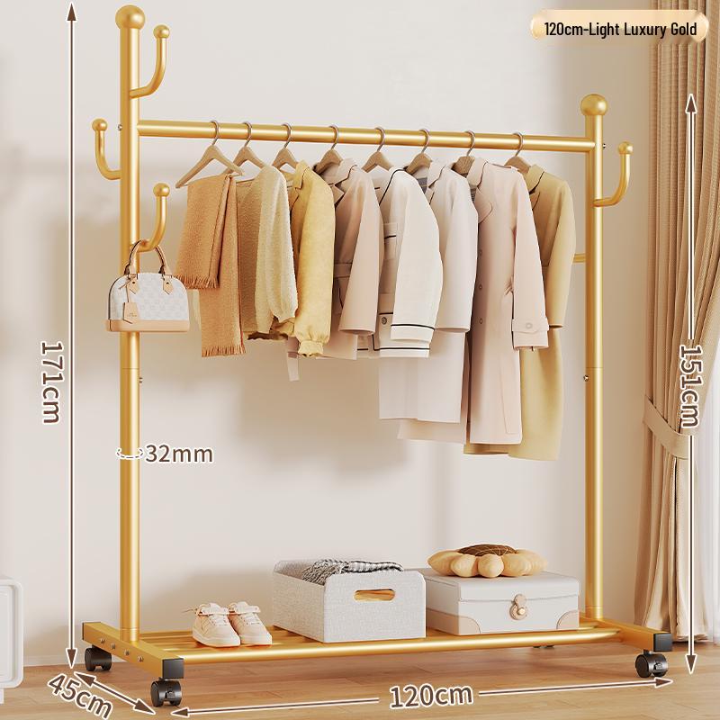 Mobile Floor-Standing Clothes Rack for Bedroom, Balcony, and Dorm – Indoor Hanging and Drying Solution.
