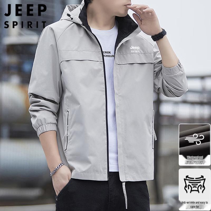 JEEP SPIRIT Men s Detachable Hood Windproof Jacket 3XL