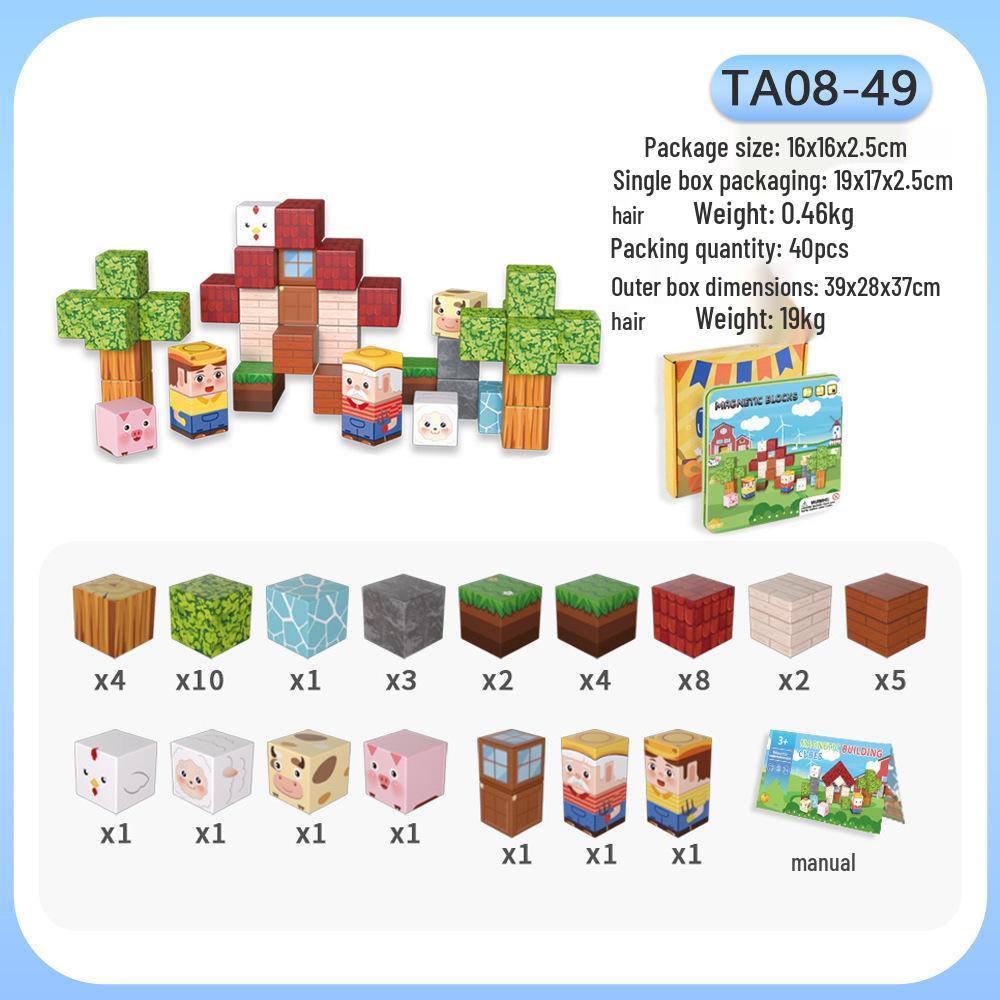 Cross-Border Excavator Magnetic Building Blocks Set: Children's Educational Toy in a Portable Iron Box