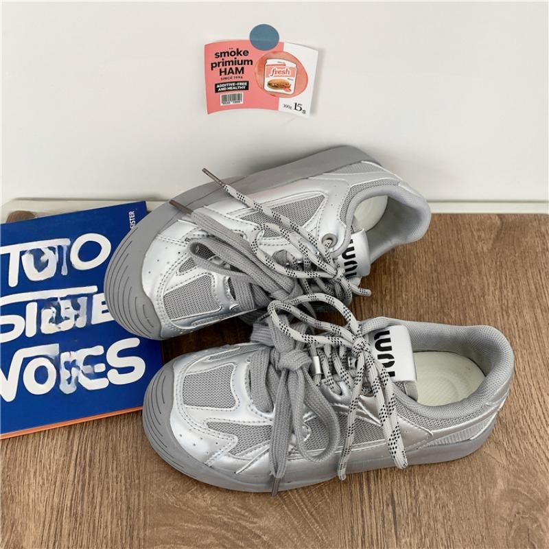 Fashion Women's Sports Flat Shoes Patchwork Thick Soles Round Toe Casual Sports Running Shoes Comfortable Soft Soles Women Sports Shoes