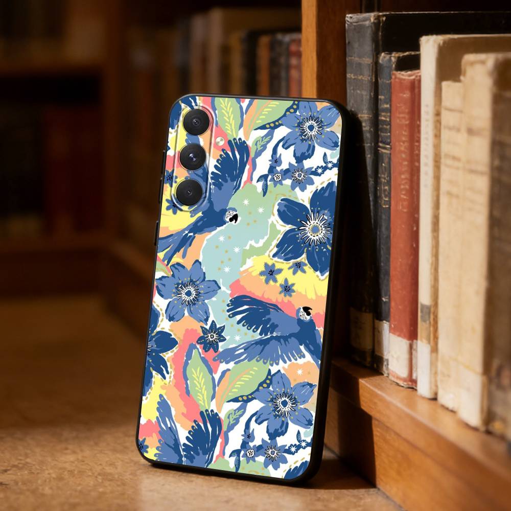 Flowers art Phone Case For Samsung S26,S25,S24,S23,S22,S21,Ultra,Plus,FE Black Soft Cover