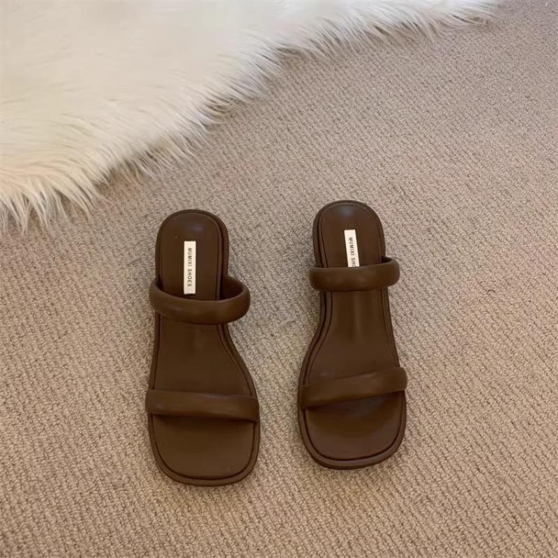 Fashion Summer New Thick Heel Sandals Women's Fashion Round Head Open Toe Anti-slip Wear-resistant High Heels