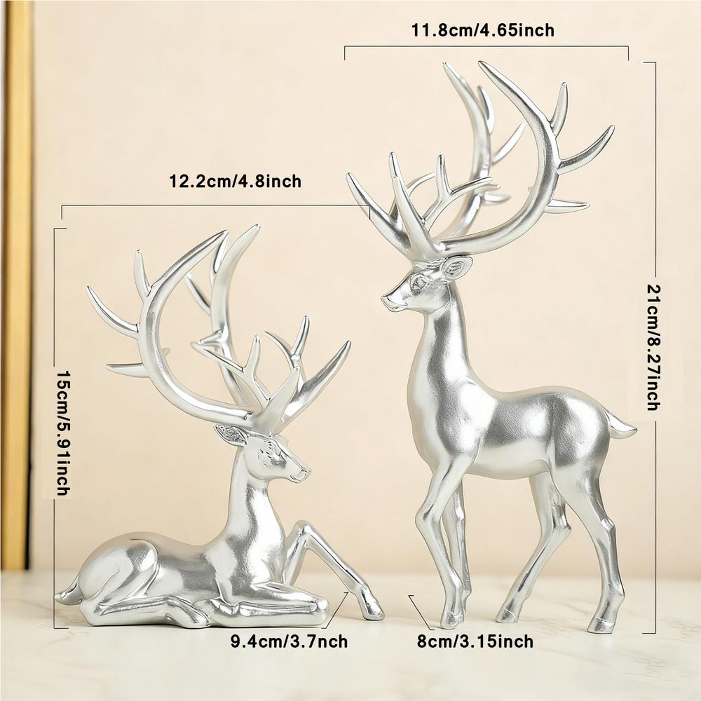 Deer Statue Reindeer Figurines Resin Elk Sculpture Living Room Luxury Home Christmas Decoration Tabletop Ornaments