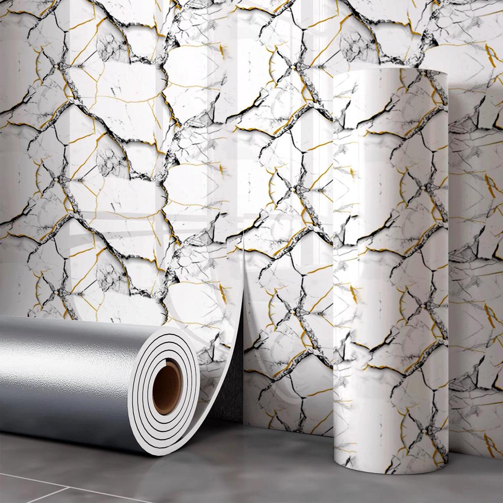 Samoprzylepna Wodoodporna Tapeta z Płytki Marmurowej na Ściany Łazienki