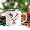 Personalized Mug Custom Deer with Name Cup Christmas Party Drink Hot Cocoa Juice Cups Handle Enamel Mugs Xmas Best Gift for Kids