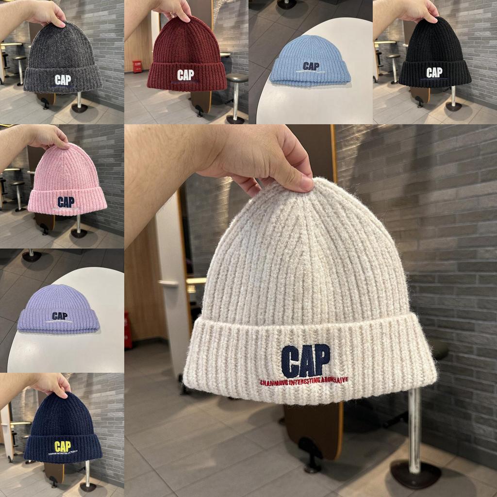 Knitted Hat For Men Women Winter Warmth With Embroidered Letters College Style