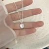 925 Silver Pink Cat Eye Stone Love Necklace For Women Sweet And Cute Heart-Shaped Collarbone Chain Wedding Jewelry