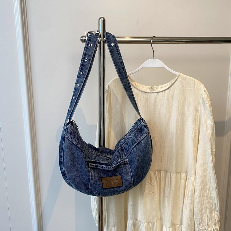 IELGY Ladies Messenger Bag Denim Fashion Casual All-Match Underarm Dumpling Bag