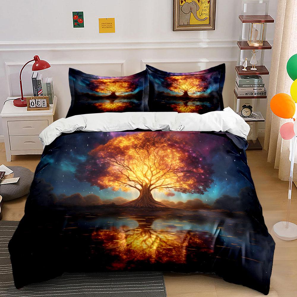 Glowing Tree Art Decoration Set Soft Comfortable Duvet Cover Bedding Set Included 1*Duvet Cover & 2*Pillowcases, Gift