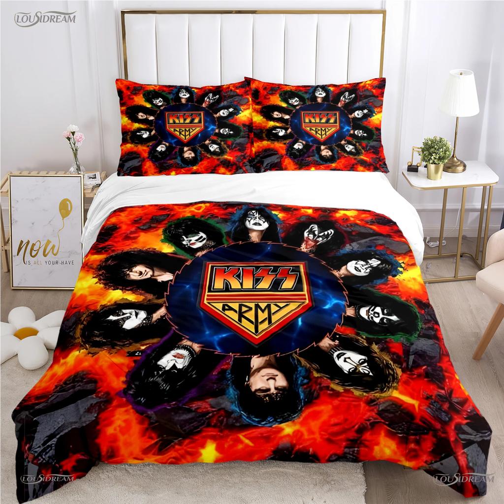 Kiss Band Rock Music All Season Duvet Cover Comforter Bedding Set Soft Quilt Cover And Pillowcases Teen Single/Double/Queen/King