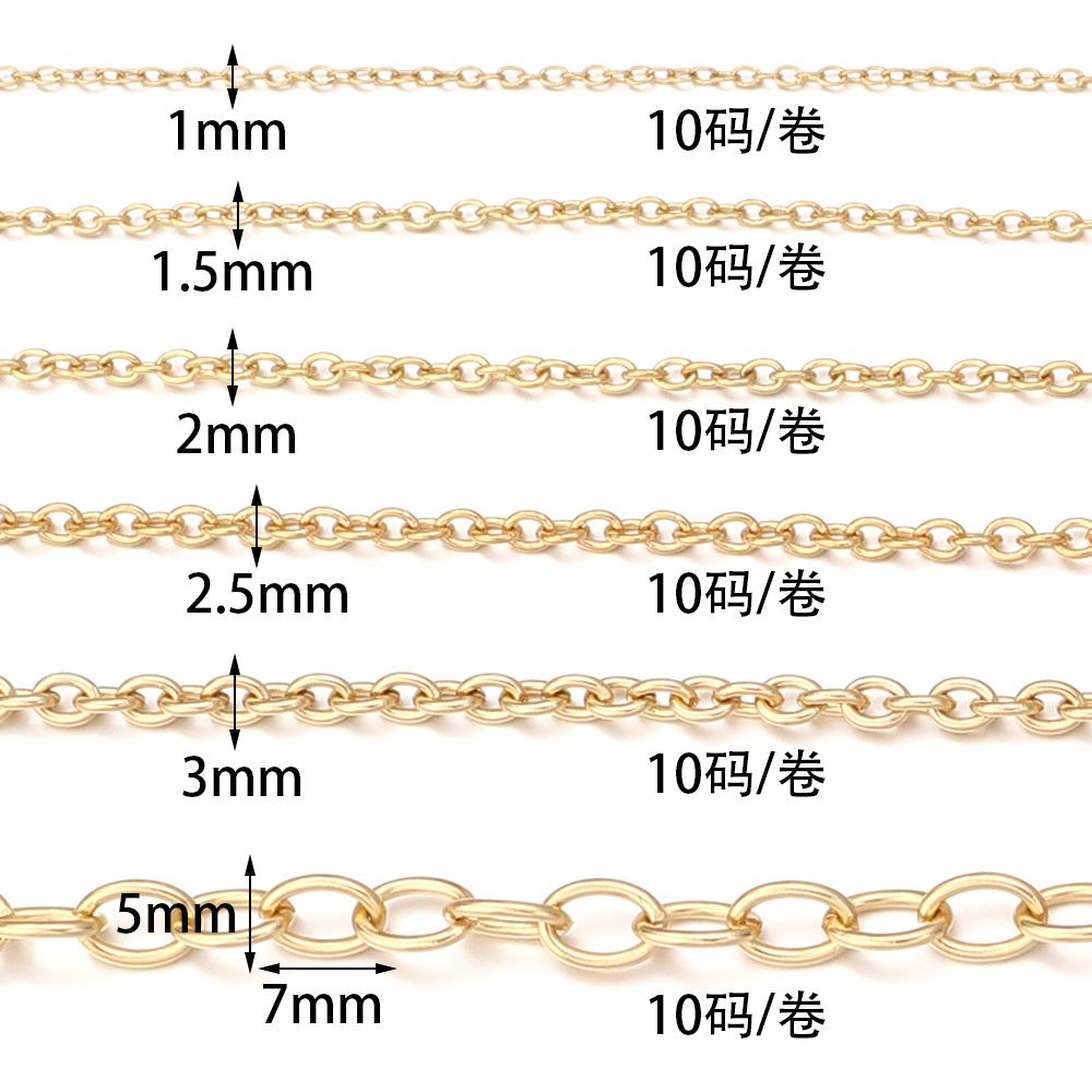 10yards/roll No Fade Stainless Steel Cross Chains O-shape Twisted Bulk Link Chains For DIY Necklace Bracelet Jewelry Accessories