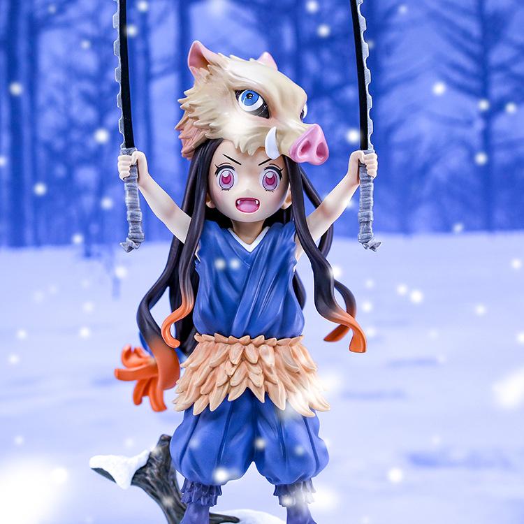 19.5CM Demon Slayer Kamado Nezuko COS Inosuke Kimetsu No Yaiba Pig Head Collection Action Figures PVC Model Toys Doll Gifts