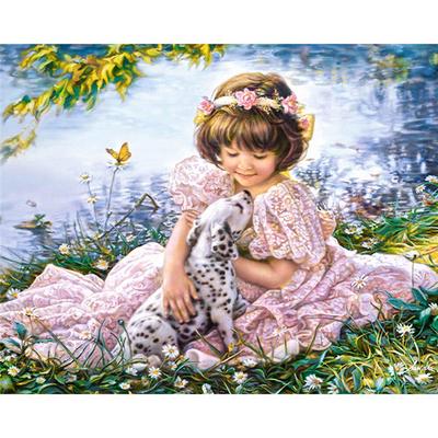Volle 5D Diy Diamant Malerei Cartoon kleines Mädchen und Hund Stickerei Kreuzstich Home Decor handgefertigt