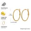 Simple Trendy 18K Gold Plated Hoop Earrings for Women Stainless Steel Large Circle Earrings Classic Piercing Jewelry Gifts