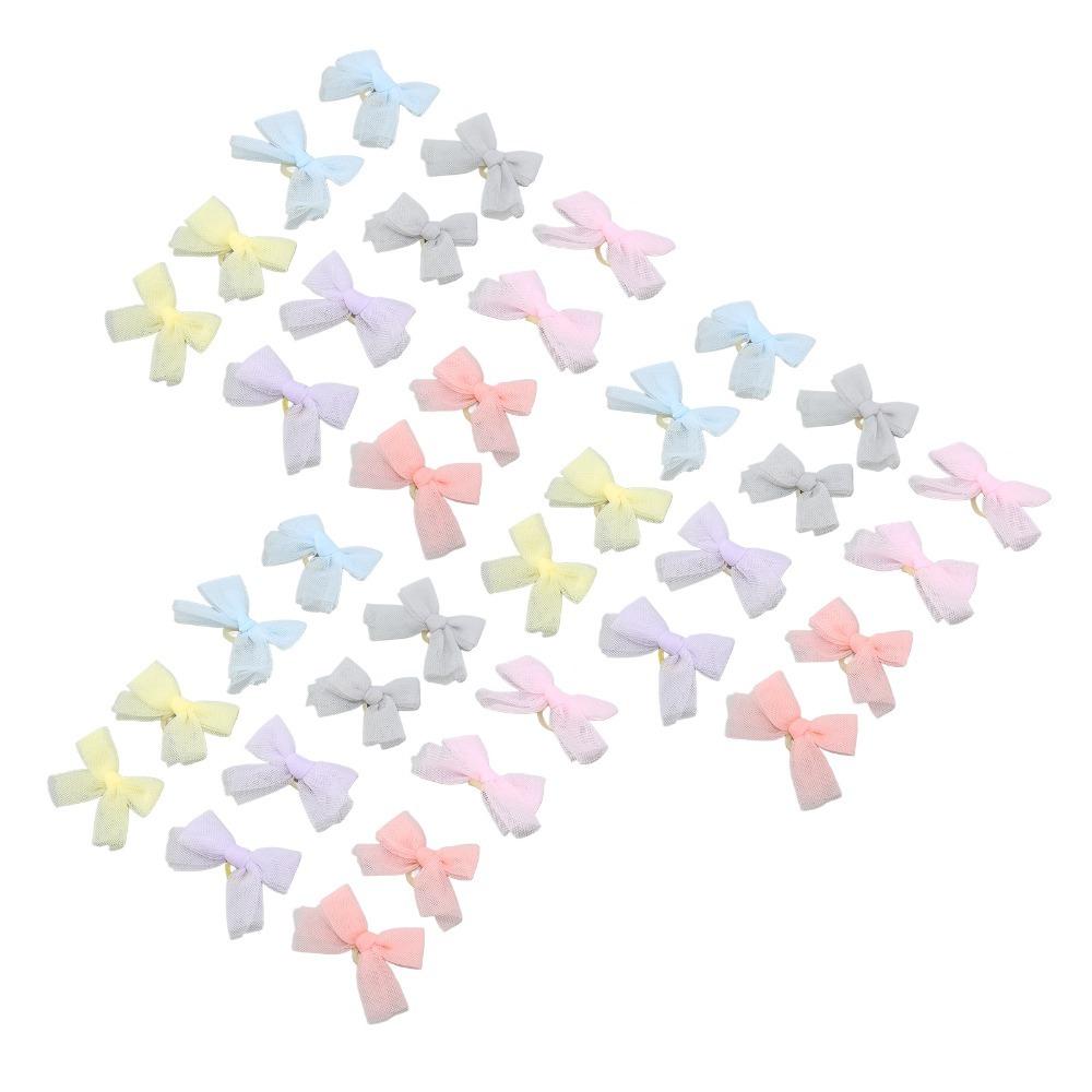 36PCS Sheer Fabric Pet Hair Bow Handmade Pet Hair Clip Sheer Bow Knot Daily Dressing