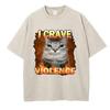 Mode Oversized T-shirt Vintage Tvättad Bomulls-T-shirt Konst Katt Grafisk T-shirt Casual Streetwear Vår Sommar