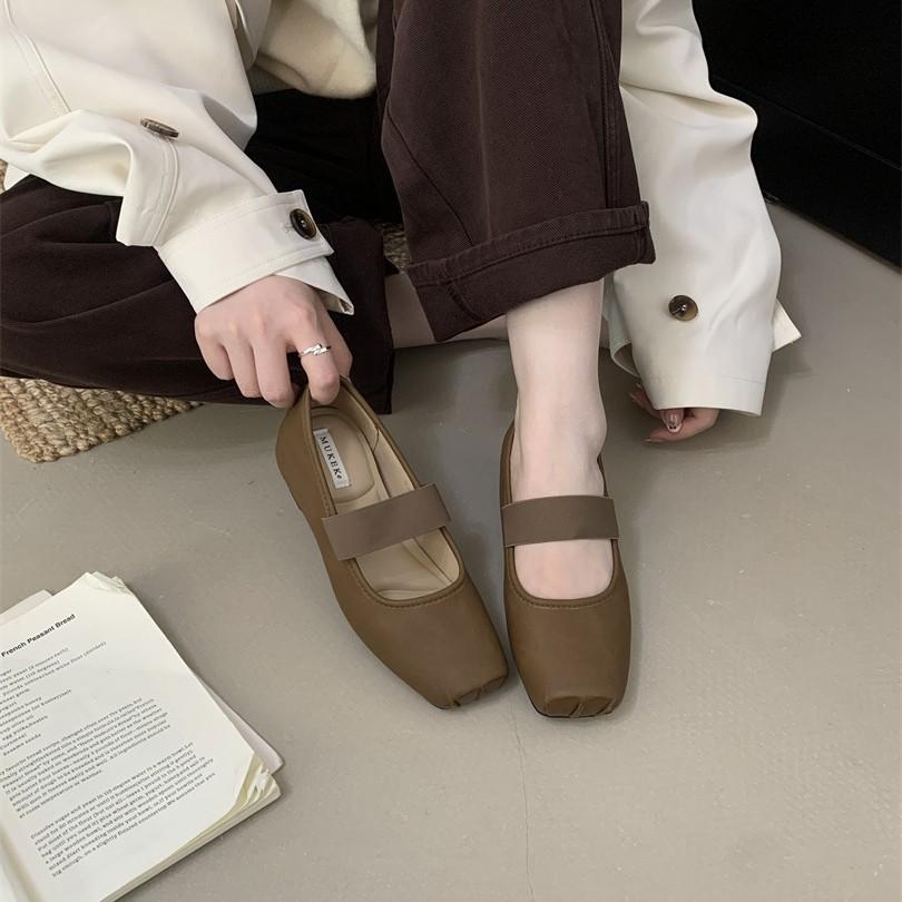 French square head with Mary Jane shoes 2025 new retro inner height-increasing ballet shoes