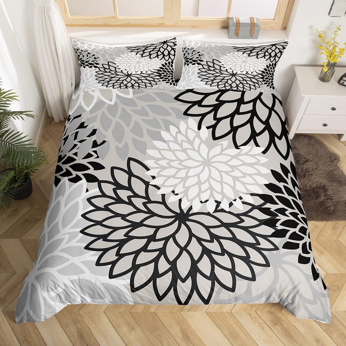 

Dahlia Flower Soft Duvet Cover Ful Quen Abstract Floral Beding Set High-End Premium Boho National Flowers Warm Comforter Cover Farmhouse Decor 135*200cm Eu-Single