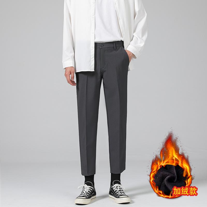 Pants Men's Spring and Autumn New Suit Pants Men's Slim Straight Pendant Versatile Casual Black Small Pants