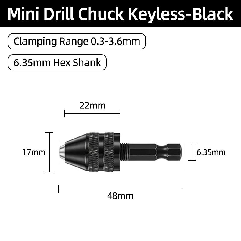 Mini Keyless Chuck Quick Change Electric Drill Bits Collet Converter Extension Screwdriver Chucks Adapter Fixture 1/4" Hex Shank