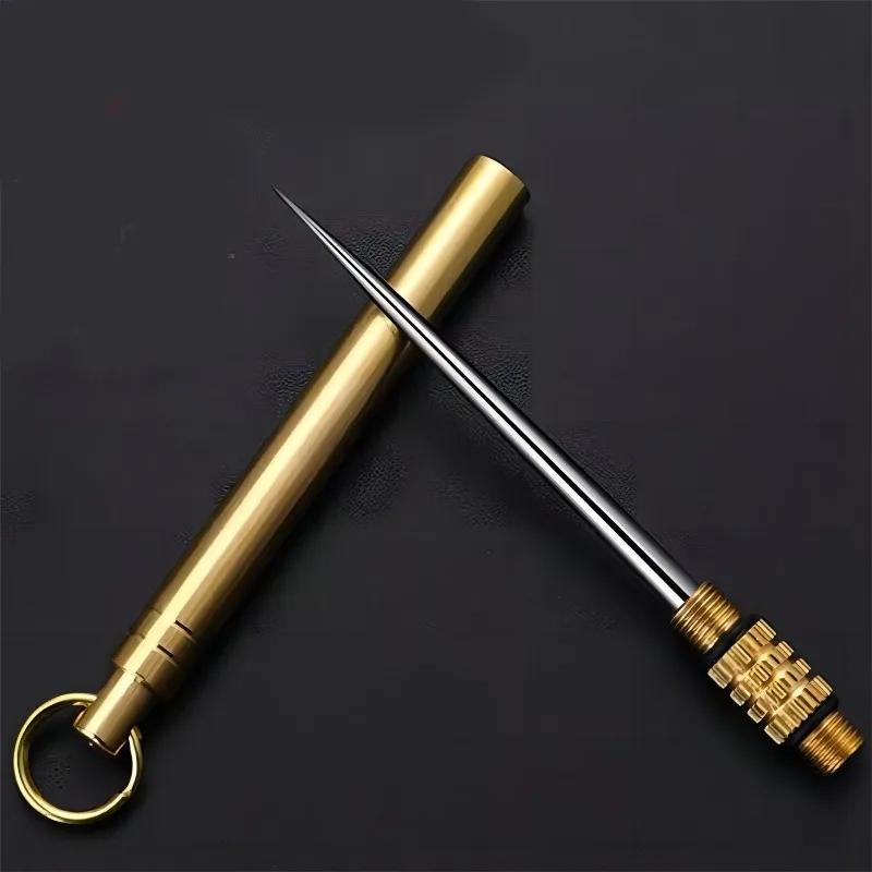 Titanium Alloy Integrated Toothpick Detachable Outdoor Camping Portable Mini Brass Toothpick Barrel Multifunctional Fruit Pick