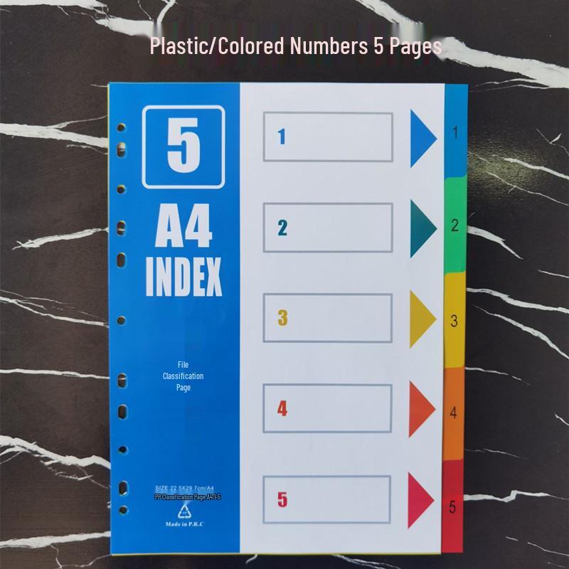 Set de separadores A4 de hojas sueltas: 12 Páginas de Índice Mensual, 50 Páginas Etiquetadas, 31 Páginas de Clasificación por Letra de Colores, Perforadas para 11 Agujeros.