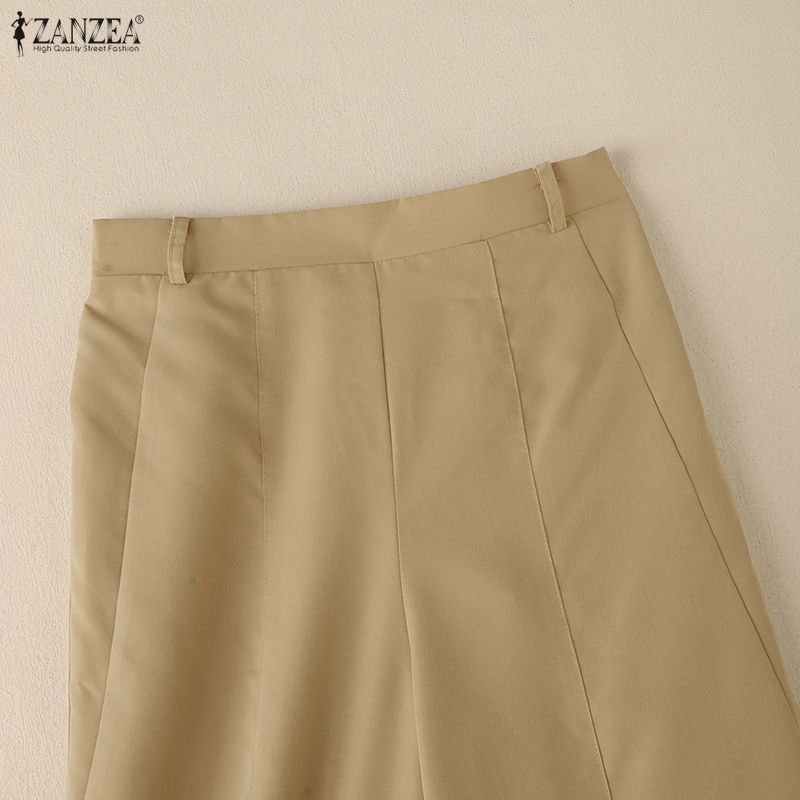 ZANZEA Women Casual Elastic Waist Loose Summer Capris Pants