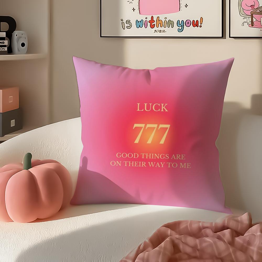 Lucky Gift Item Angel Numbers Cushion Cover Pillowcase Short Plush Invisible zipper Room Sofa Cushion Cover