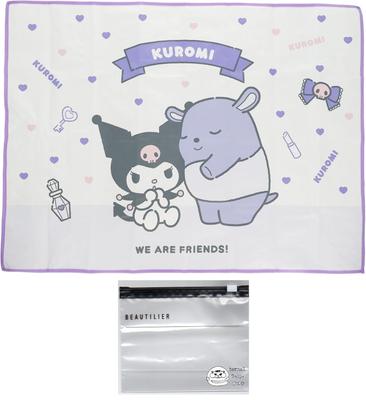 Sanrio Large Leisure Sheet for 2-3 People, 90x120cm, Foldable Leisure Mat, Kuromi Set (Leisure Sheet, Slider Bag)