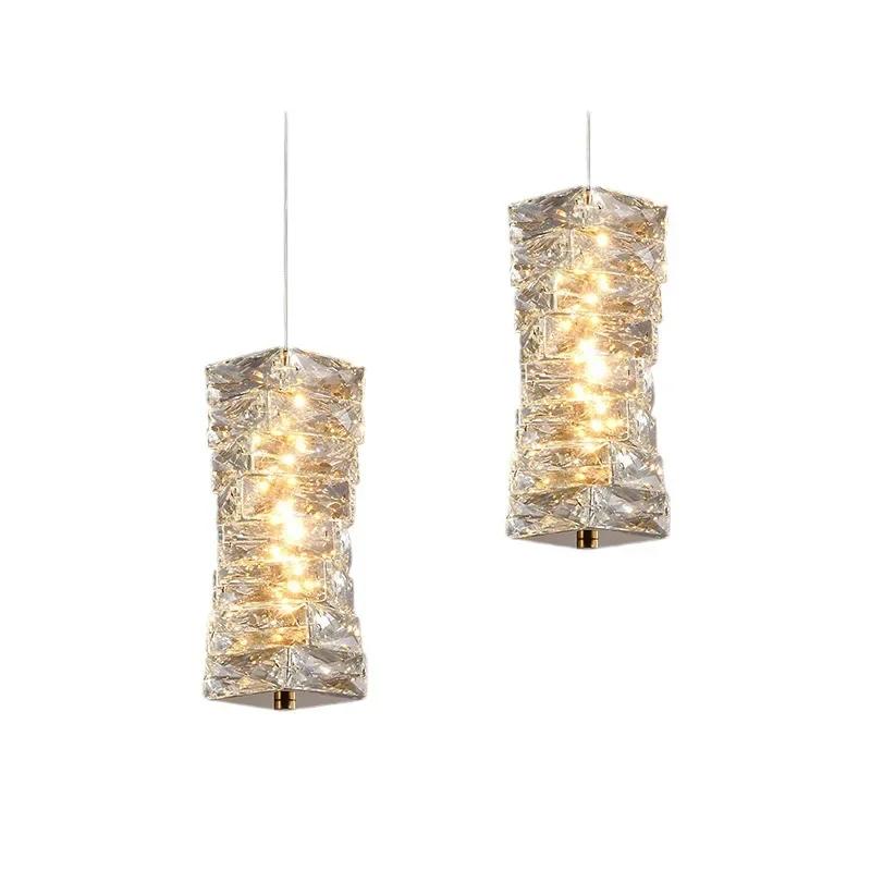 Luxury Crystal Pendant Light Small Chandelier Bedroom Bedside Lamp Postmodern Minimalist Single-Head Living Room Decor