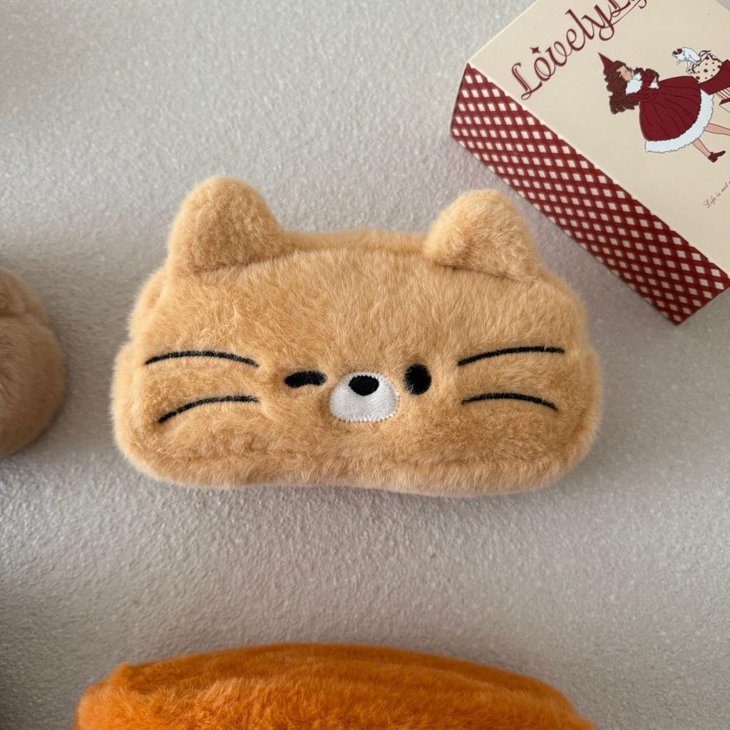 Cute Cartoon Embroidered Plush Cat Printed Pencil Case Student Stationery Storage Bag School Supplies Pen Stationery Gifts
